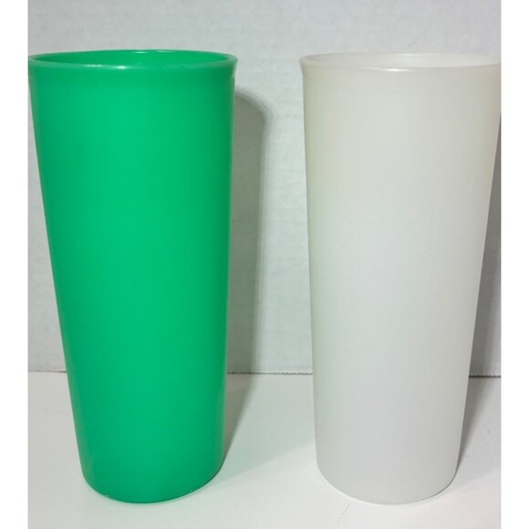 Vintage Tupperware Tumblers Lot of 4 16 Oz Pastel Blue Orange Green - Picture 6 of 8